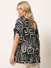 Yours Curve Black Grown On Boxy Shirt - Image 3 of 5