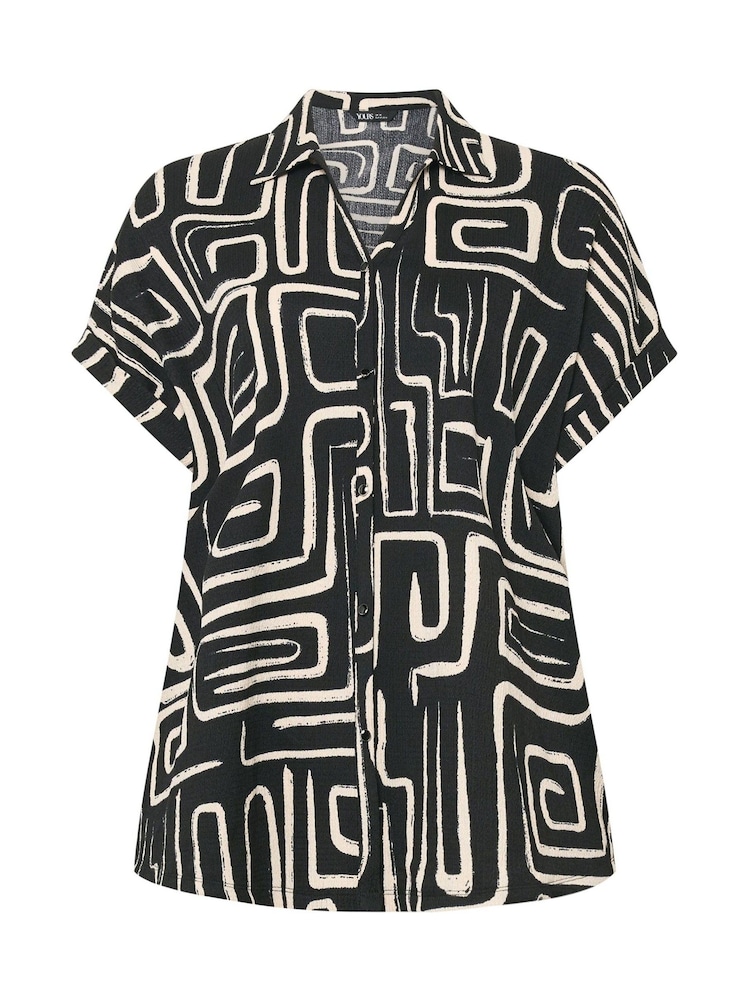 Yours Curve Black Grown On Boxy Shirt - Image 5 of 5