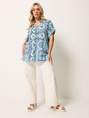 Yours Curve Blue Grown On Boxy Shirt - Image 2 of 5