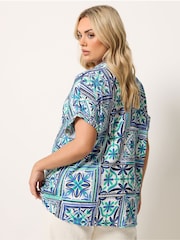 Yours Curve Blue Grown On Boxy Shirt - Image 3 of 5