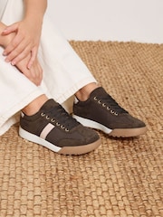 Yours Curve Brown Extra-Wide Fit Side Stripe Gum Sole Trainers - Image 1 of 1