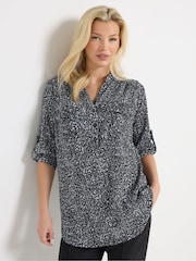 M&Co Black Half Placket Shirt - Image 1 of 2