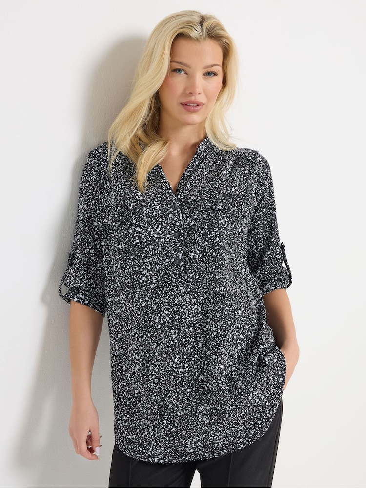 M&Co Black Half Placket Shirt - Image 1 of 2