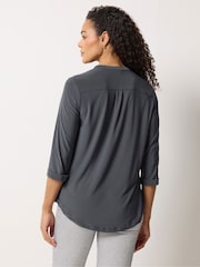 M&Co Grey Half Placket Collarless Shirt - Image 2 of 5
