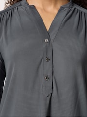 M&Co Grey Half Placket Collarless Shirt - Image 4 of 5