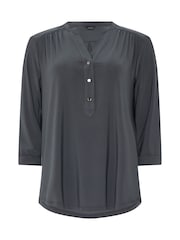 M&Co Grey Half Placket Collarless Shirt - Image 5 of 5