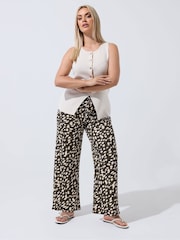 Yours Curve Brown Limited Deer Print Trousers - Image 1 of 2
