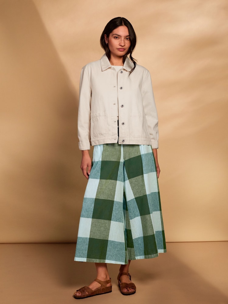 Celtic & Co. Green Cotton Wide Leg Ankle Grazer Trousers - Image 2 of 7