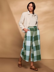 Celtic & Co. Green Cotton Wide Leg Ankle Grazer Trousers - Image 3 of 7