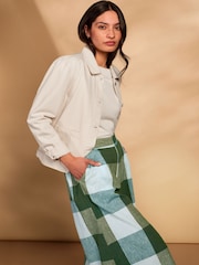 Celtic & Co. Green Cotton Wide Leg Ankle Grazer Trousers - Image 5 of 7