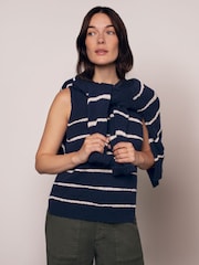 Celtic & Co. Blue Linen Blend Drop Stitch Vest Top - Image 1 of 6