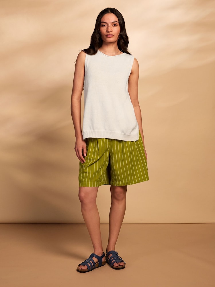 Celtic & Co. Yellow Cotton Pleat Front City Shorts - Image 1 of 6