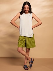 Celtic & Co. Yellow Cotton Pleat Front City Shorts - Image 2 of 6