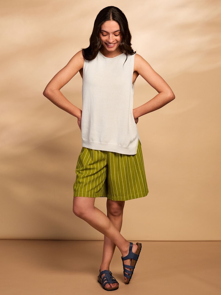 Celtic & Co. Yellow Cotton Pleat Front City Shorts - Image 2 of 6