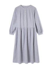 Celtic & Co. Blue Cotton Collarless Half Placket Midi Dress - Image 6 of 8