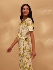 Celtic & Co. Green Linen Blend Knot Detail Dress - Image 2 of 7