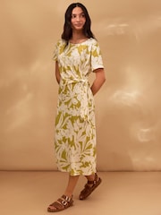 Celtic & Co. Green Linen Blend Knot Detail Dress - Image 3 of 7