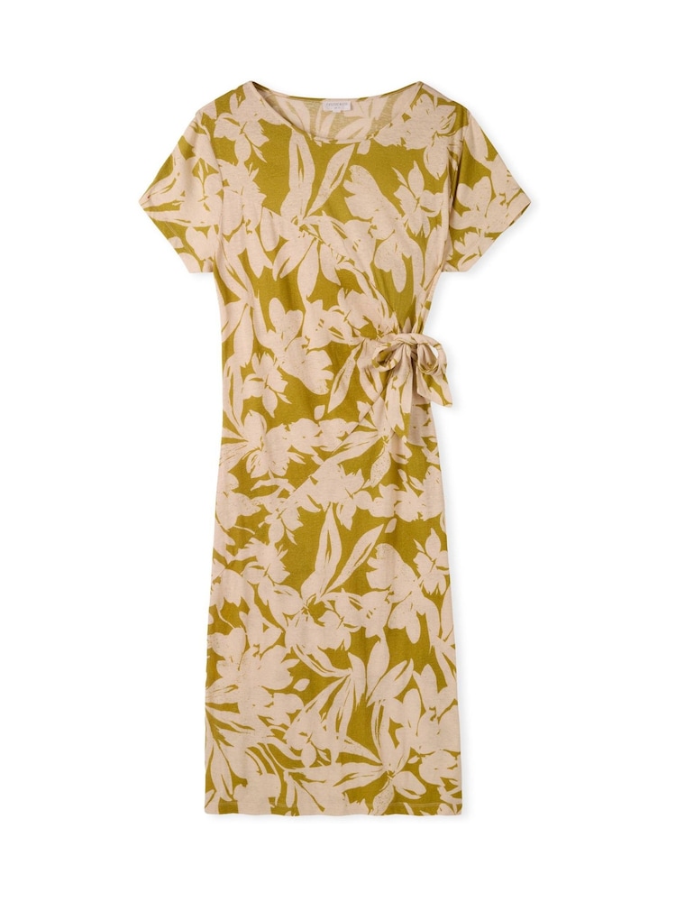 Celtic & Co. Green Linen Blend Knot Detail Dress - Image 7 of 7