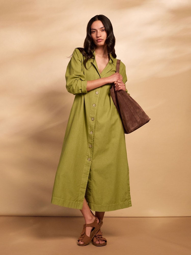 Celtic & Co. Linen Blend Longline Overshirt Dress - Imagen 1 de 6