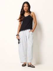 PixieGirl Petite White Crinkle Barrel Leg Trousers - Image 1 of 6