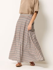 لون طبيعي - PixieGirl Checked Maxi Skirt - Image 2 of 5