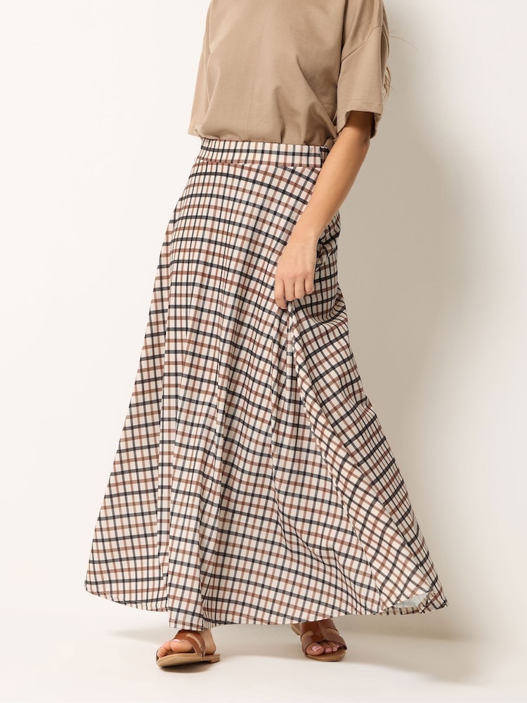 لون طبيعي - PixieGirl Checked Maxi Skirt - Image 2 of 5 لون طبيعي - PixieGirl Checked Maxi Skirt - Image 2 of 5