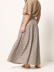 لون طبيعي - PixieGirl Checked Maxi Skirt - Image 3 of 5