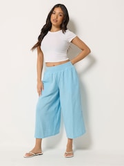 PixieGirl Blue Cheesecloth Wide Leg Cropped Culottes - Image 1 of 5