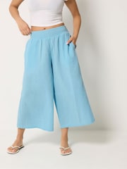 PixieGirl Blue Cheesecloth Wide Leg Cropped Culottes - Image 2 of 5