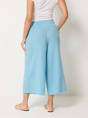 PixieGirl Blue Cheesecloth Wide Leg Cropped Culottes - Image 3 of 5