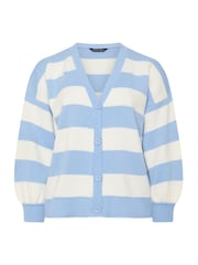 Yours Curve Blue Limited Striped Balloon Cardigan - Image 5 of 5
