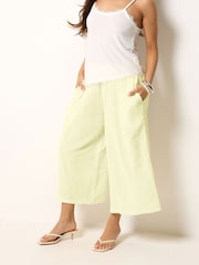 PixieGirl Yellow Cheesecloth Wide Leg Cropped Culottes - Image 1 of 5