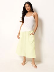 PixieGirl Yellow Cheesecloth Wide Leg Cropped Culottes - Image 3 of 5