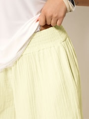 PixieGirl Yellow Cheesecloth Wide Leg Cropped Culottes - Image 4 of 5