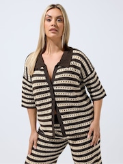 Yours Curve Brown Limited Knitted Shirt - Image 1 of 5