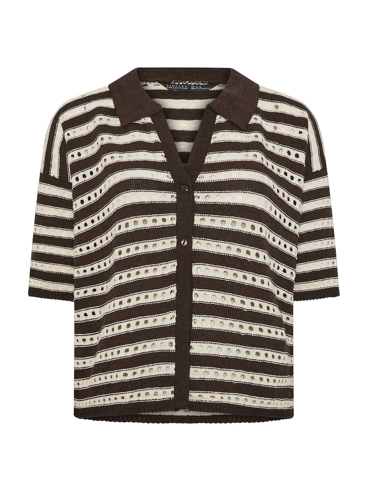 Yours Curve Brown Limited Knitted Shirt - Image 5 of 5