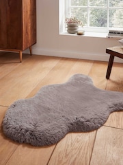 Think Rugs Grey Super Teddy Single Sheepskin Plain Shaggy Rug - Image 1 of 6