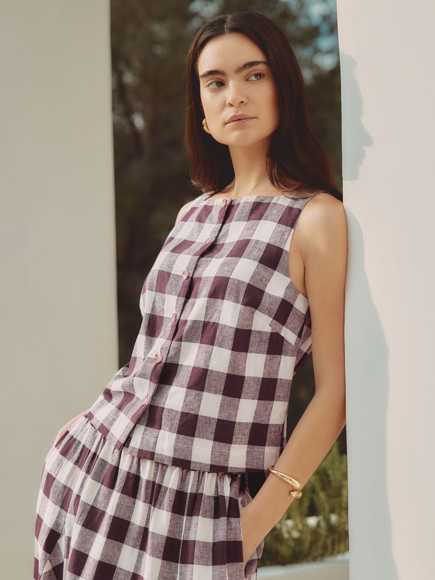 トップス Mach43 Buy Albaray Red Burgundy Gingham Button Top from the Next UK