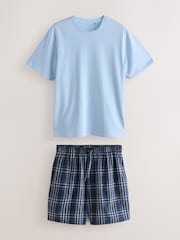 Blue Woven Short Sleeve Pyjamas Set - Image 7 of 11