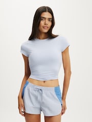 Cotton On Blue Woven Dolphin Hem Micro Shorts - Image 1 of 6