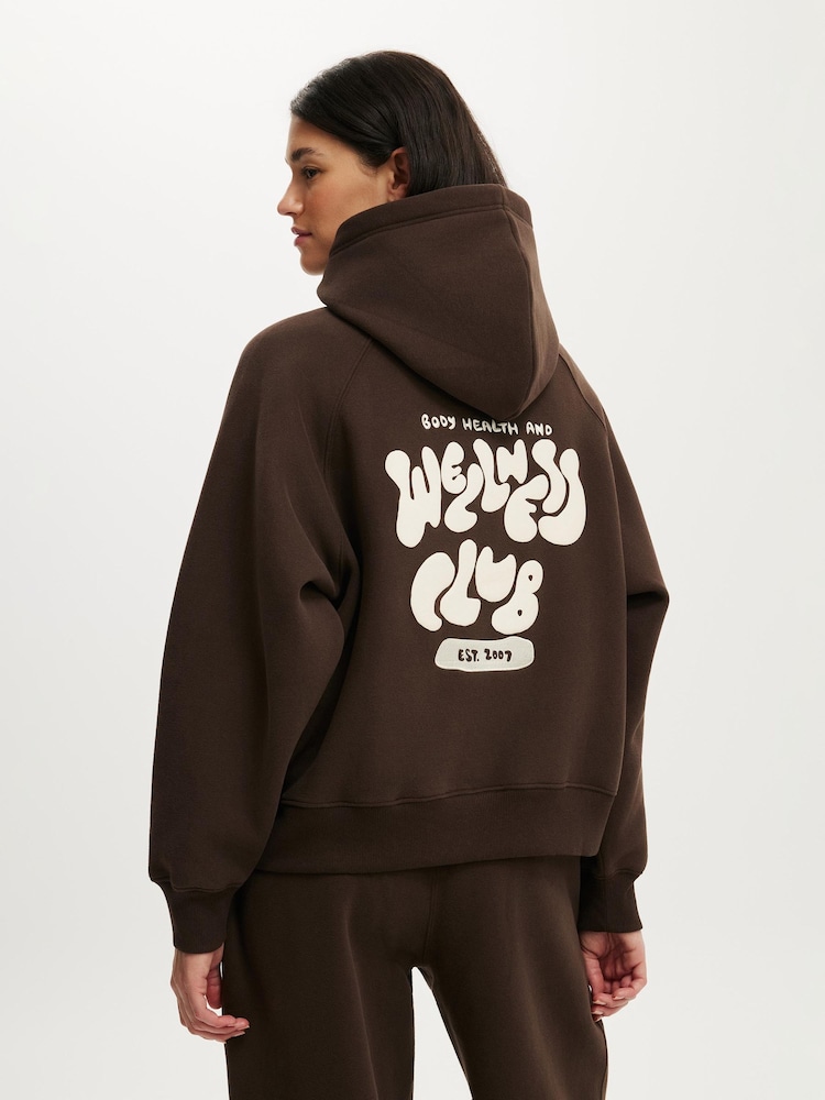 Cotton On Brown Plush Premium Graphic Raglan Hoodie - Image 2 of 5