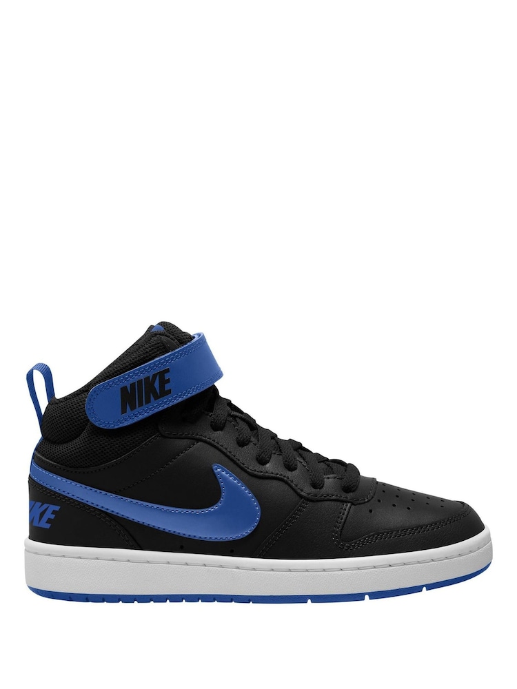 Nike Black Youth Court Borough Mid Trainers - Image 1 of 2 Nike Black Youth Court Borough Mid Trainers - Image 1 of 2