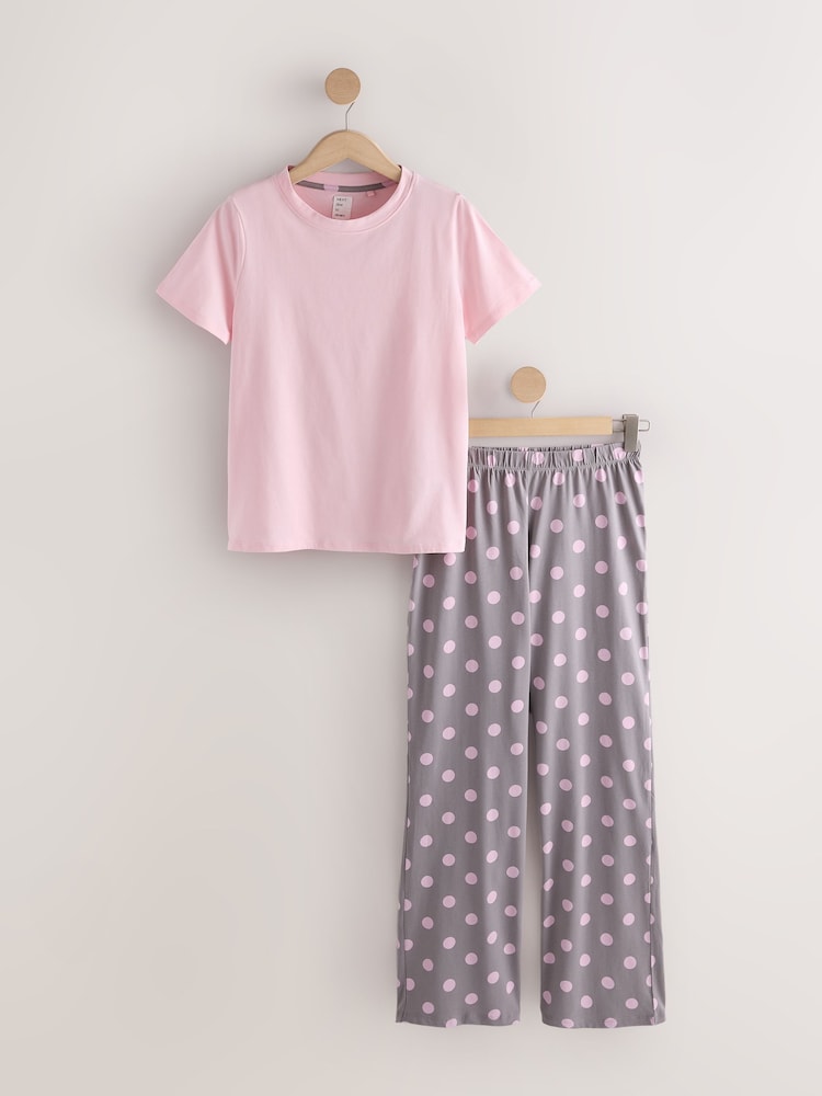 Pink/Grey Spot Short Sleeve Pyjamas - Image 1 of 3 Pink/Grey Spot Short Sleeve Pyjamas - Image 1 of 3