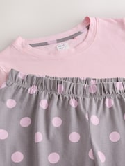 Pink/Grey Spot Short Sleeve Pyjamas - Image 3 of 3