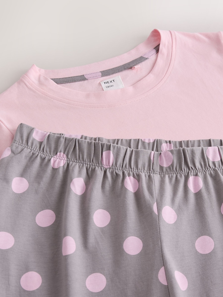 Pink/Grey Spot Short Sleeve Pyjamas - Image 3 of 3 Pink/Grey Spot Short Sleeve Pyjamas - Image 3 of 3