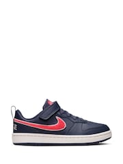 Nike Navy Blue Red Junior Court Borough Low Trainers - Image 1 of 8