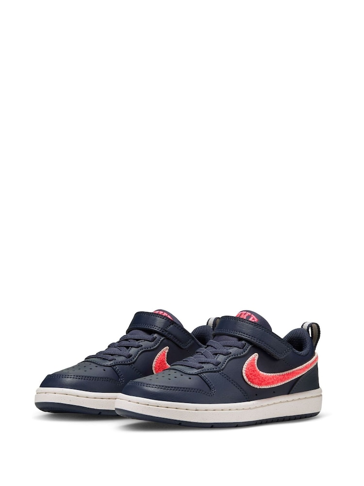 Nike Navy Blue Red Junior Court Borough Low Trainers - Image 2 of 8 Nike Navy Blue Red Junior Court Borough Low Trainers - Image 2 of 8