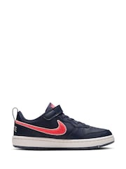 Nike Navy Blue Red Junior Court Borough Low Trainers - Image 3 of 8