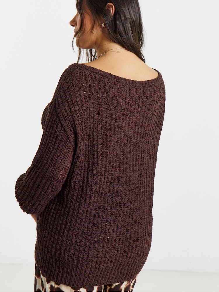 Simply Be Tape Yarn Slouchy Jumper - Imaginea 2 din 4
