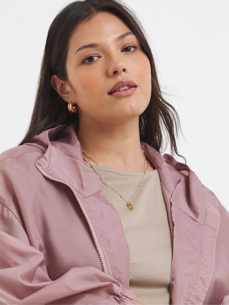 Simply Be Pink Full Zip Rain Mac Coat - Image 4 of 4